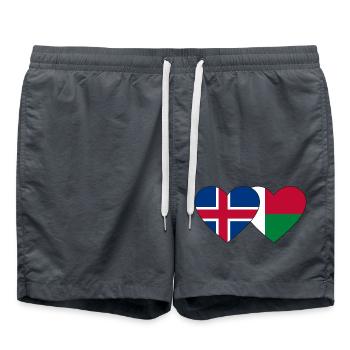 Iceland Madagascar Flag Heart - Swim Trunks - anthracite - Front - AI Model Male 185 light (185cm)