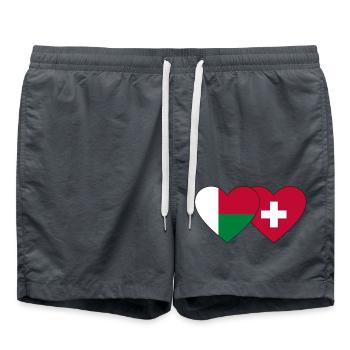 Madagascar Suisse Flag Coeur - Short de bain - charbon - Devant - AI Model Male 185 light (185cm)