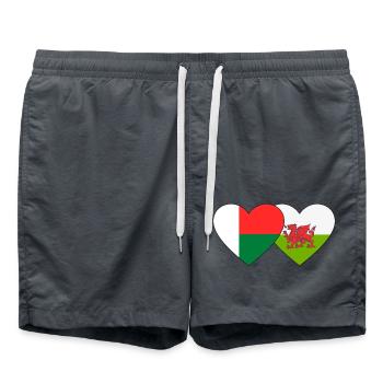 Madagascar Wales Flag Heart - Swim Trunks - anthracite - Front - AI Model Male 185 light (185cm)