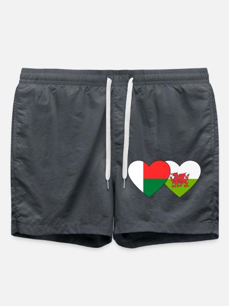 Madagascar Wales Flag Heart - Swim Trunks - anthracite