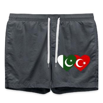 Pakistan Turquie Drapeau Coeur - Short de bain - charbon - Devant - AI Model Male 185 light (185cm)