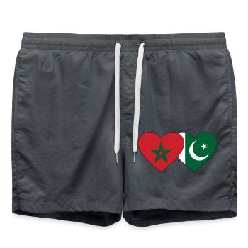 Maroc Pakistan Flag Coeur - Short de bain - charbon - Devant - AI Model Male 185 light (185cm)