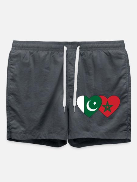 Pakistan Morocco Flag Heart - Swim Trunks - anthracite