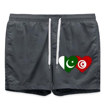 Drapeau Pakistan Tunisie Coeur - Short de bain - charbon - Devant - AI Model Male 185 light (185cm)