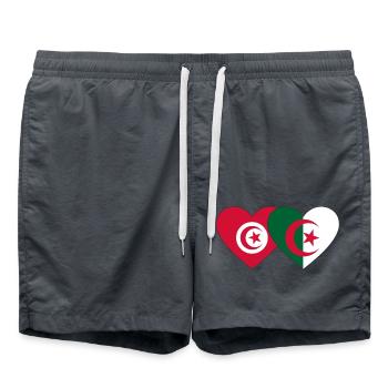 Tunisie Algérie Drapeau Coeur - Short de bain - charbon - Devant - AI Model Male 185 light (185cm)