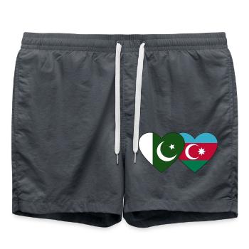 Pakistan Azerbaijan Flag Heart - Swim Trunks - anthracite - Front - AI Model Male 185 light (185cm)