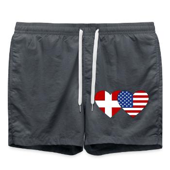 Denmark USA Flag Heart - Swim Trunks - anthracite - Front - AI Model Male 185 light (185cm)