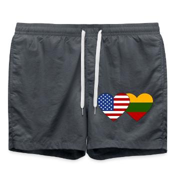 USA Lithuania Flag Heart - Swim Trunks - anthracite - Front - AI Model Male 185 light (185cm)