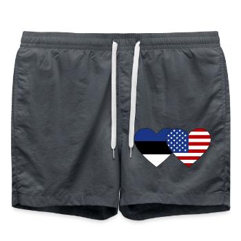 Estland USA Flagge Herz - Badeshorts - Anthrazit - Vorne - AI Model Male 185 light (185cm)