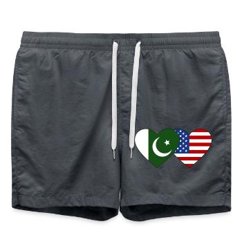 Pakistan États-Unis Flag Heart - Short de bain - charbon - Devant - AI Model Male 185 light (185cm)