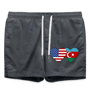 USA Azerbaijan flag heart - Swim Trunks - anthracite - Front - AI Model Male 185 light (185cm)