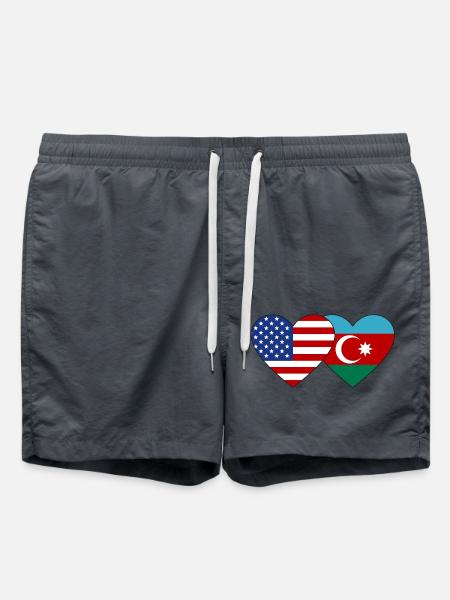 USA Azerbaijan flag heart - Swim Trunks - anthracite
