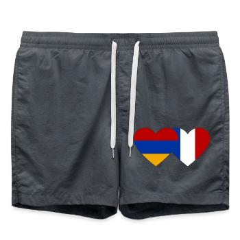 Arménie France Drapeau Coeur - Short de bain - charbon - Devant - AI Model Male 185 light (185cm)