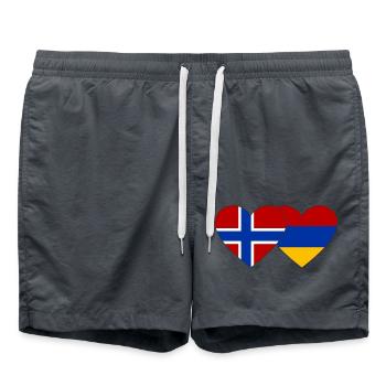 Norwegen Armenien Flagge Herz - Badeshorts - Anthrazit - Vorne - AI Model Male 185 light (185cm)