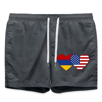 Arménie USA Flag Heart - Short de bain - charbon - Devant - AI Model Male 185 light (185cm)