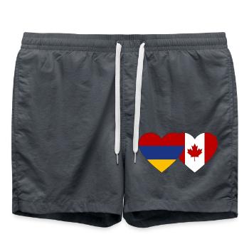 Armenia Canada Flag Heart - Swim Trunks - anthracite - Front - AI Model Male 185 light (185cm)
