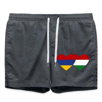 Arménie Hongrie Drapeau Coeur - Short de bain - charbon - Devant - AI Model Male 185 light (185cm)