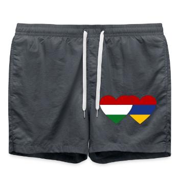 Ungarn Armenien Flagge Herz - Badeshorts - Anthrazit - Vorne - AI Model Male 185 light (185cm)