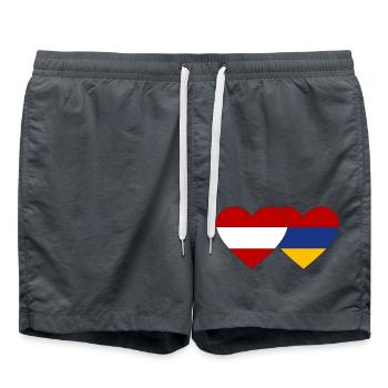 Autriche Arménie Flag Coeur - Short de bain - charbon - Devant - AI Model Male 185 light (185cm)