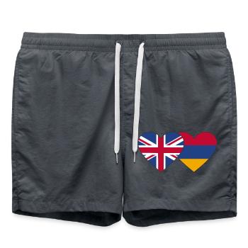 England Armenien Flagge Herz - Badeshorts - Anthrazit - Vorne - AI Model Male 185 light (185cm)