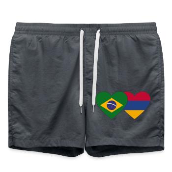 Brasilien Armenien Flagge Herz - Badeshorts - Anthrazit - Vorne - AI Model Male 185 light (185cm)