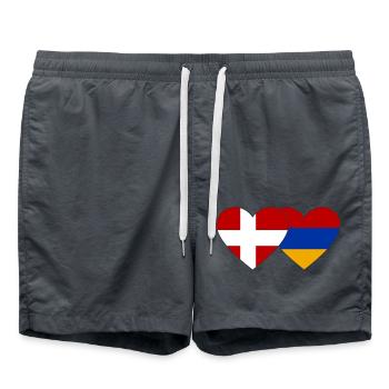Danemark Arménie Flag Coeur - Short de bain - charbon - Devant - AI Model Male 185 light (185cm)