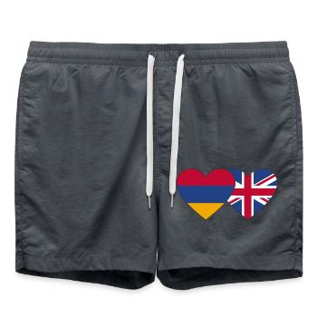 Armenia England Flag Heart - Swim Trunks - anthracite - Front - AI Model Male 185 light (185cm)