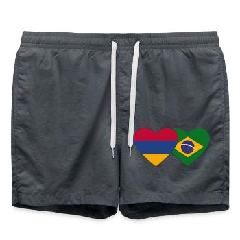 Armenia Brazil Flag Heart - Swim Trunks - anthracite - Front - AI Model Male 185 light (185cm)