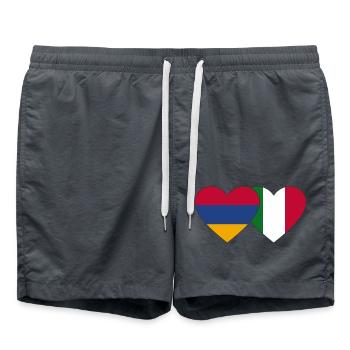 Armenien Italien Flagge Herz - Badeshorts - Anthrazit - Vorne - AI Model Male 185 light (185cm)