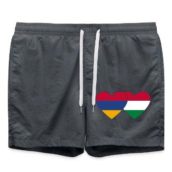 Arménie Hongrie Drapeau Coeur - Short de bain - charbon - Devant - AI Model Male 185 light (185cm)