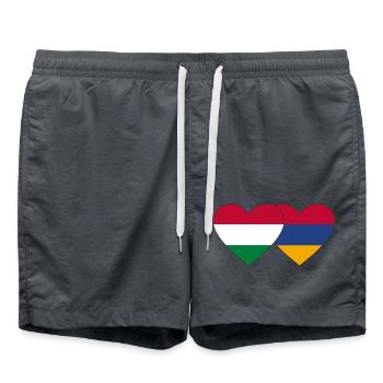 Hungary Armenia Flag Heart - Swim Trunks - anthracite - Front - AI Model Male 185 light (185cm)