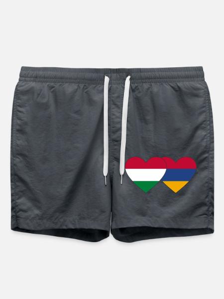 Hungary Armenia Flag Heart - Swim Trunks - anthracite