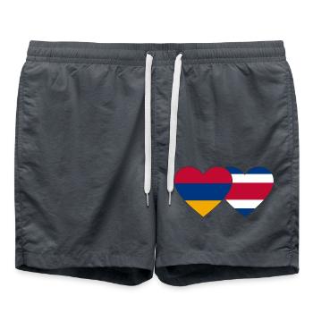 Armenien Costa Rica Flagge Herz - Badeshorts - Anthrazit - Vorne - AI Model Male 185 light (185cm)