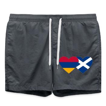 Armenia Scotland Flag Heart - Swim Trunks - anthracite - Front - AI Model Male 185 light (185cm)