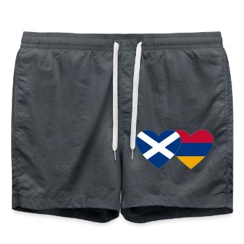 Schottland Armenien Flagge Herz - Badeshorts - Anthrazit - Vorne - AI Model Male 185 light (185cm)
