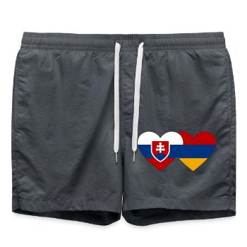 Slovakia Armenia Flag Heart - Swim Trunks - anthracite - Front - AI Model Male 185 light (185cm)