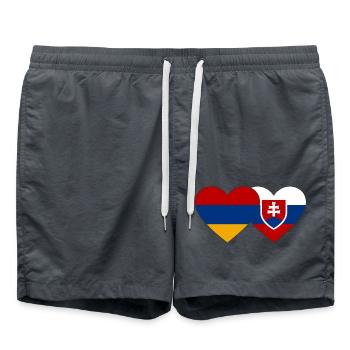 Armenia Slovakia Flag Heart - Swim Trunks - anthracite - Front - AI Model Male 185 light (185cm)