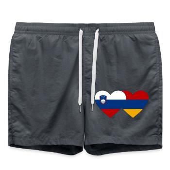 Slowenien Armenien Flagge Herz - Badeshorts - Anthrazit - Vorne - AI Model Male 185 light (185cm)
