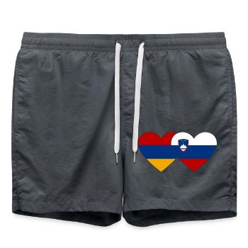 Arménie Slovénie Drapeau Coeur - Short de bain - charbon - Devant - AI Model Male 185 light (185cm)