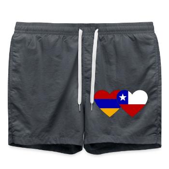 Armenien Chile Flagge Herz - Badeshorts - Anthrazit - Vorne - AI Model Male 185 light (185cm)