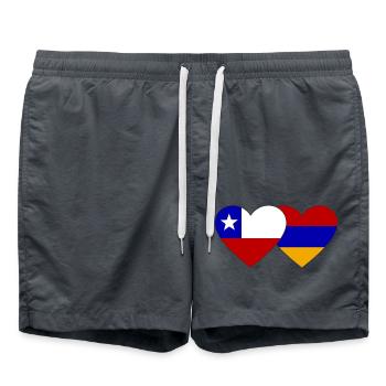 Chile Armenien Flagge Herz - Badeshorts - Anthrazit - Vorne - AI Model Male 185 light (185cm)