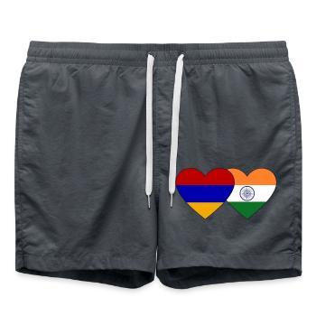 Armenia India Flag Heart - Swim Trunks - anthracite - Front - AI Model Male 185 light (185cm)