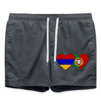 Armenia Portugal Flag Heart - Swim Trunks - anthracite - Front - AI Model Male 185 light (185cm)