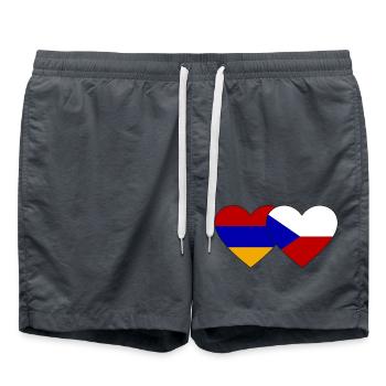 Armenia Czech Republic Flag Heart - Swim Trunks - anthracite - Front - AI Model Male 185 light (185cm)