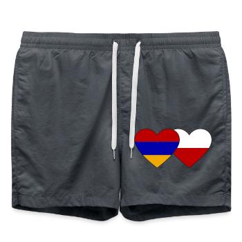 Armenia Poland Flag Heart - Swim Trunks - anthracite - Front - AI Model Male 185 light (185cm)