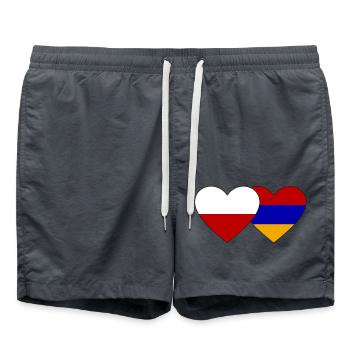 Pologne Arménie Flag Coeur - Short de bain - charbon - Devant - AI Model Male 185 light (185cm)