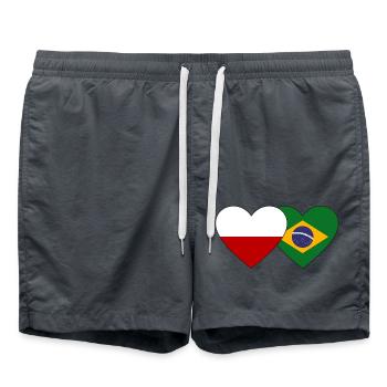 Pologne Brésil Flag Heart - Short de bain - charbon - Devant - AI Model Male 185 light (185cm)