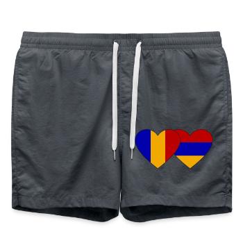 Rumänien Armenien Flagge Herz - Badeshorts - Anthrazit - Vorne - AI Model Male 185 light (185cm)