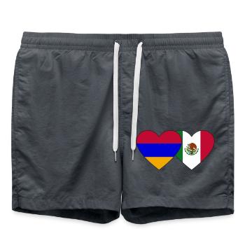 Arménie Mexique Drapeau Coeur - Short de bain - charbon - Devant - AI Model Male 185 light (185cm)
