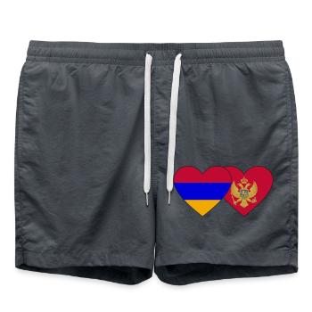 Armenien Montenegro Flagge Herz - Badeshorts - Anthrazit - Vorne - AI Model Male 185 light (185cm)